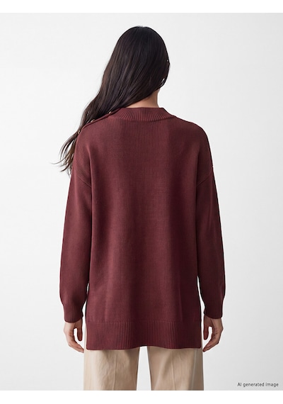 Lc Waikiki Lc Waıkıkı Bordo Dik Yaka Kadın Triko Tunik