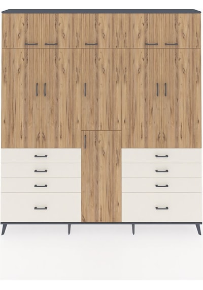 Arges Dolap 8 Raflı 8 Çekmeceli 3 Askılı 220x30x243 Antrasit-çam/aytaşı Atlas Çam/aytası Arges Dolap 8 Raflı 8 Çekmeceli 3 Askılı 220x30x243 Antrasit-çam/aytaşı Atlas Çam/aytası