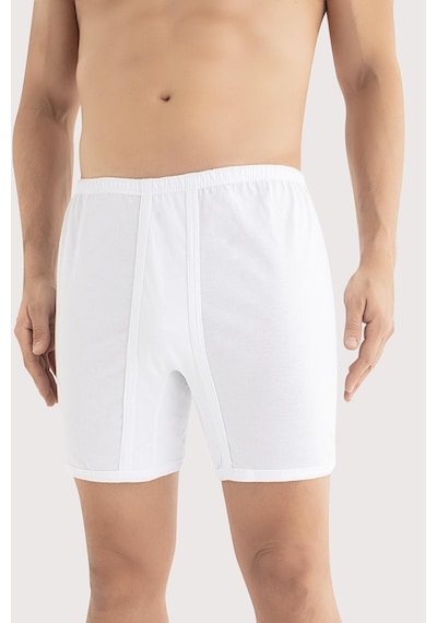 Arma Yıldız Erkek Paçalı Külot Boxer 6'lı Paket Beyaz %100 Pamuk Penye Beyaz