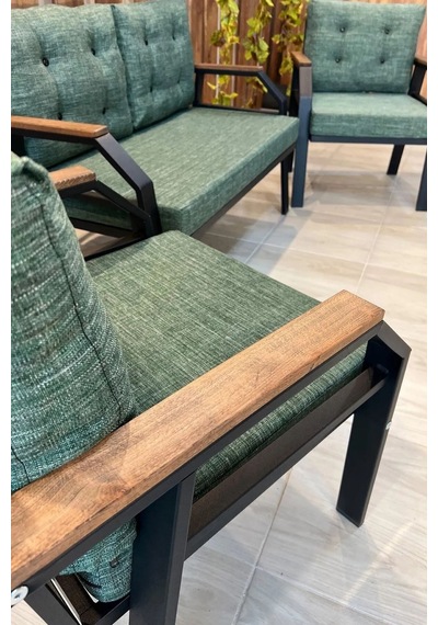 Ard & Garden 2 1 1 Balkon Takımı, Çay Seti, Metal Koltuk Takımı, Bahçe Takımı, Bahçe Mobilyası Koyu Yeşil