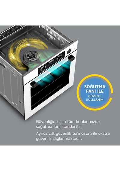 Simfer 4 Fonksiyon Trend Dijital Siyah Power Turbo 2'li Ankastre Set ( Fırın +  Ocak)