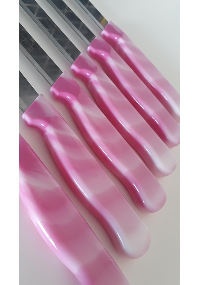 Solingen Mermer Desen Meyve Bıçağı 6'Lı Pembe