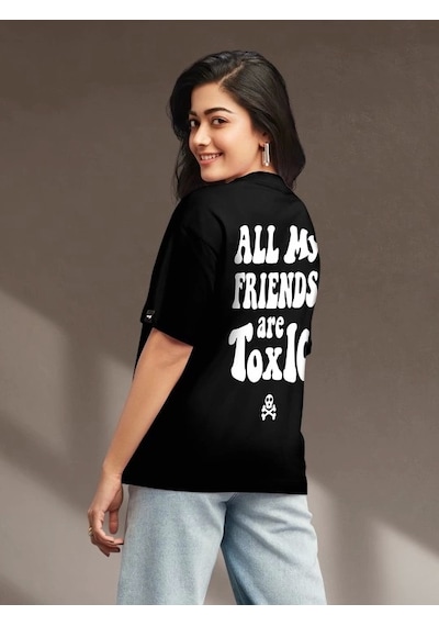 Modi Baskılı Oversize T-shirt - Siyah - Mymg146040