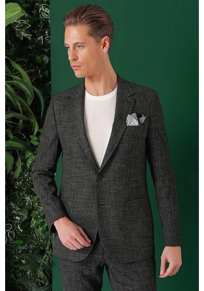 Efor Comfort Fit Torba Cep Pötikare Gofre Kumaş Esnek Casual Siyah Ceket C 669 Siyah