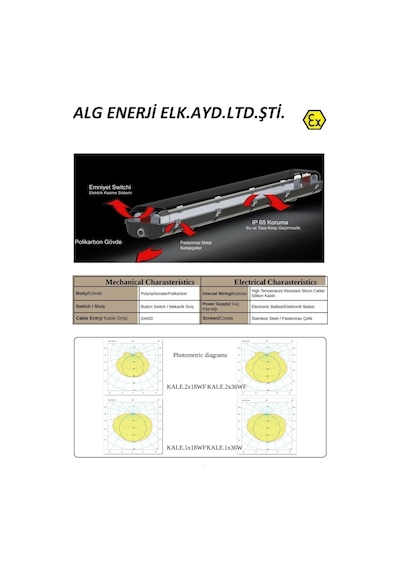 2X36W EXPROOF ETANJ ARMATÜR Sarı