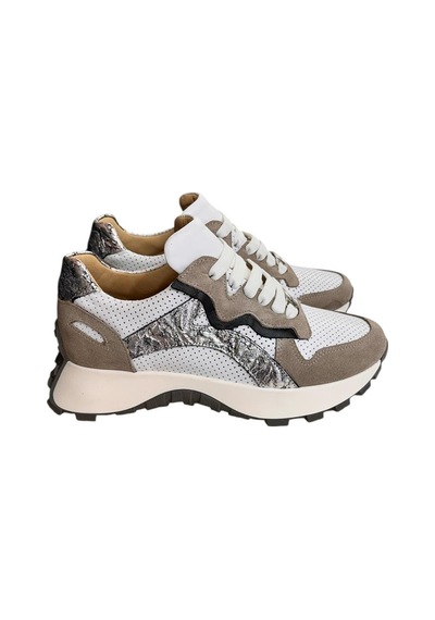 Beyaz Hakiki Deri Vizon Garnili Comfort Taban Bağcıklı Sneaker Beyaz