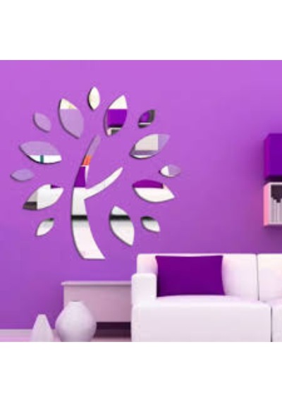 As Tasarım Hayat Ağacı Duvar Süs Tablo Gümüş Renk 50 Cm