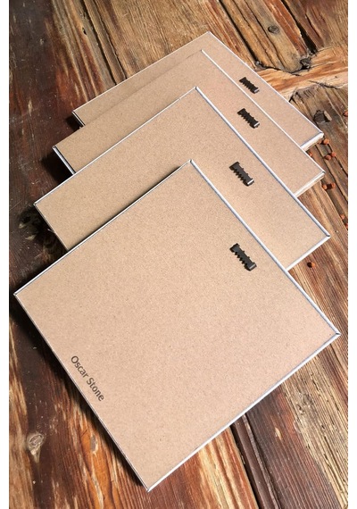 Oscar Stone Decor Çerçeveli Taş Tablo Duvar Dekoru 20x20cm 4'lü Set Baykuşlar Fil Ve Balina