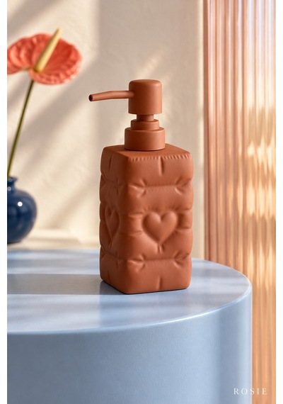 Rosıe Kiremit Renk Kalp Dokulu Kare Seramik Sıvı Sabunluk 350 Ml Karışık