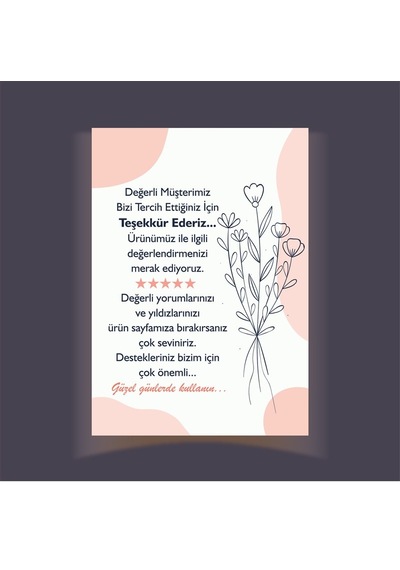 Teşekkür Kartı, Not Kartı, Ürün Kartı 8 X 5 Cm. 1000 Adet