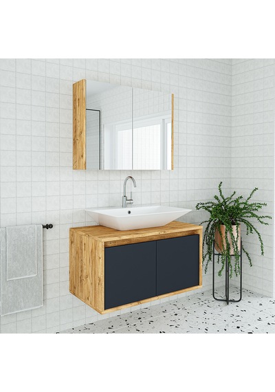 Banos Roomart Ahşap-Antrasit Mdf 85 Cm Aynalı Banyo Dolabı Antrasit
