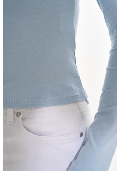 Likralı Pamuk Tişört-slim Fit -açık Mavi Açık Mavi