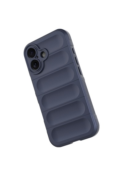 Apple iPhone Uyumlu 16 Kılıf Kamera Korumalı Esnek Silikon Parmak Şeritli Pazarplus Lacivert