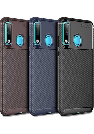 Noktaks - Huawei P30 Lite Uyumlu Kılıf Parmak İzi Tutmayan Karbon Negro Silikon Kapak - Lacivert - T7380