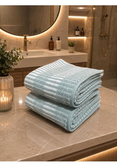 2 Li Özdilek %100 Pamuk Striscia El Yüz Havlusu 50 X 90 Yeşil