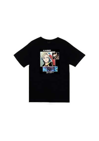 Stoned&Fame Blue Lock, Michael Kaiser Anime Baskılı Unisex %100 Pamuk Siyah T-shirt SIYAH