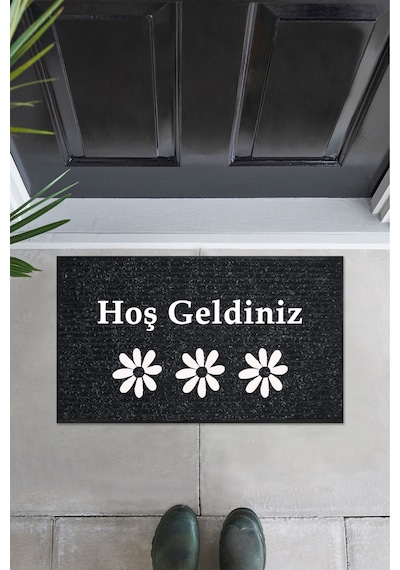 Balkon Ve Iç Dış Kapı Yıkanabilir Nem Alıcı Toz Alıcı Halı Kapı Önü Paspası Türkçe Hoş Geldiniz Bej