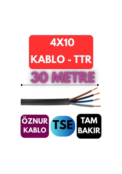 Öznur 4x10 Ttr Kablo Metre Seçenekli Siyah - 30 Metre