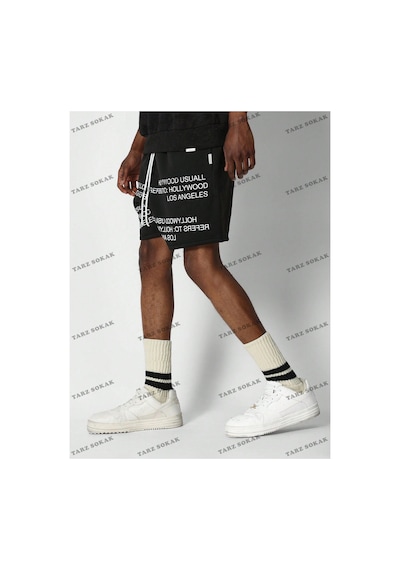 Tarzsokak Y2k Unisex Yaz Şort Bermuda Harajuka Anime Retro Kod-11517 Siyah