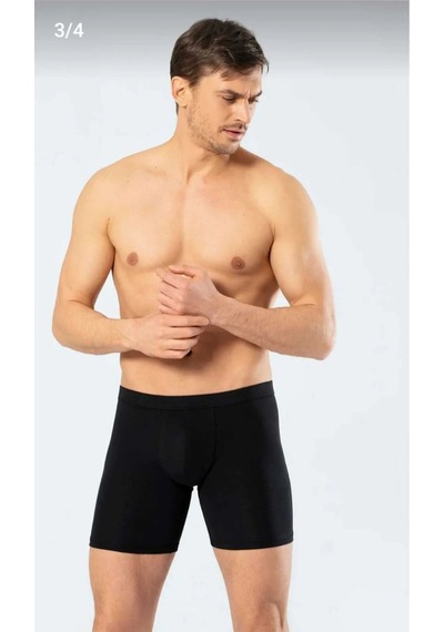 Cacharel 1336 Erkek Bel Bantlı Likralı Uzun Paçalı Boxer-siyah Siyah