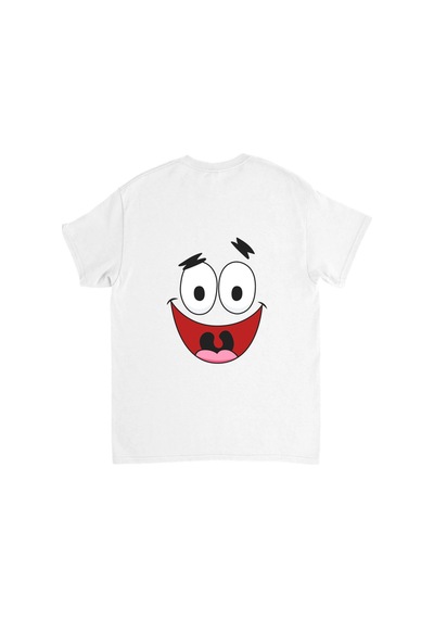 Paybuy Çocuk Karikatür Yüz Baskılı Kısa Kollu Tişört %100 Pamuk Rahat Ke beyaz