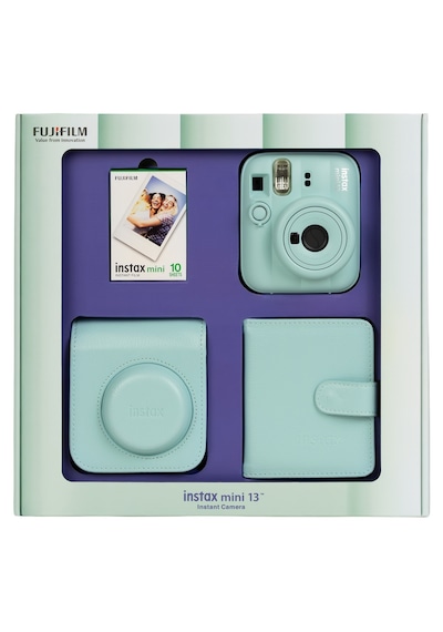 Instax Mini 13 Yeşil Fotoğraf Makinesi 10'lu Film Kare Albüm Ve Deri Kılıf Bundle Box