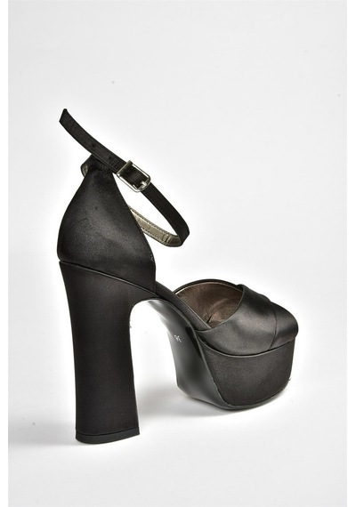 Fox Shoes Siyah/siyah Kumaş Platform Kalın Topuklu Ayakkabı M348202504 Siyah - Siyah