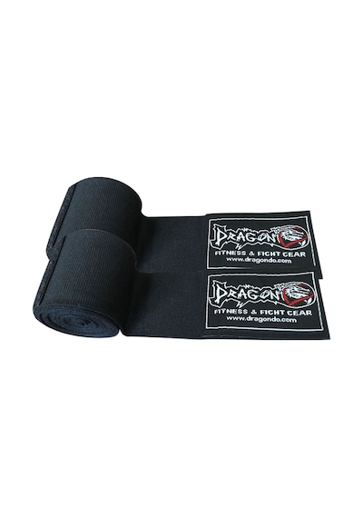 Dragondo Boks Bandajı Elastik Bandaj Çift Ve Dişlik 2'li Set Siyah