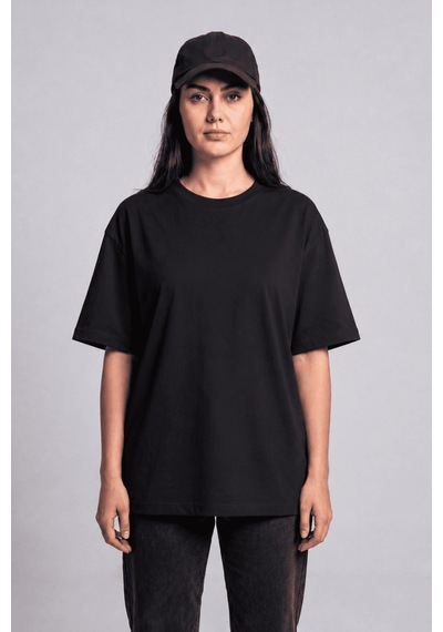 Black Nova Oversize Baskılı Unisex %100 Pamuk T-shirt Splash Head Siyah