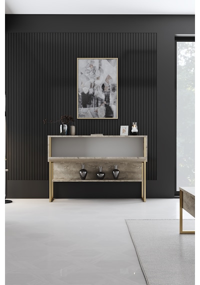 Luxe Gold Demir Ayaklı Traverten Dresuar Traverten - Gold