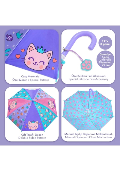 Milk&moo Caty Mermaid Çift Katmanlı Çocuk Şemsiyesi Çok Renkli