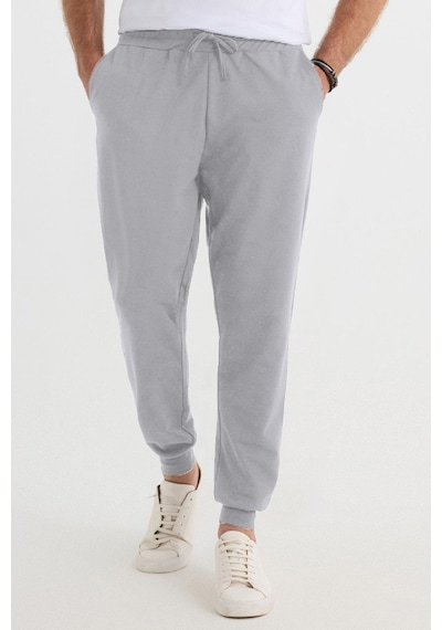 Tudors Erkek Regular Fit Klasik Kesim Beli Bağcıklı Jogger Cepli Lastikli Paça Gri Eşofman Altı-40064 Gri