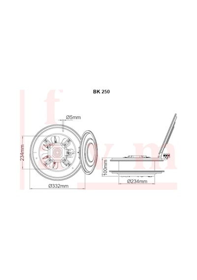 Bvn Bahçıvan Bk 250 Kapaklı Aksiyel 25 Cm 890 M³/H Baca Aspiratör - 550338511