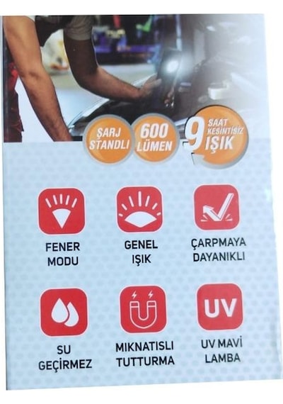 Rico Şarjlı Led El Feneri Su Geçirmez 9 Saat Kullanım Rc0027