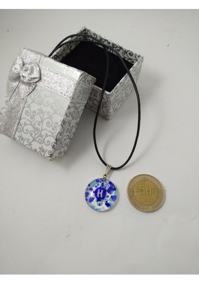 Cam Harf Kolye – Handmade El Yapimi Murano– (H) Harfi Modeli Gümüş