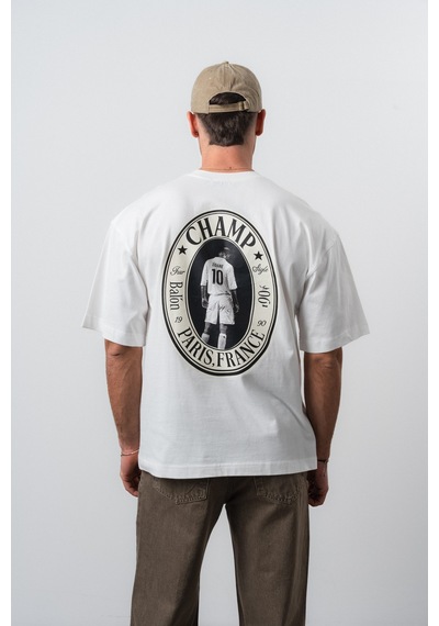 Respire Erkek Zidane Baskılı Oversize T-shirt Ekru