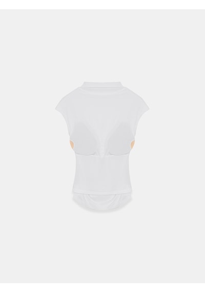 Dilvin 33211 Bra-free Büzgü Detaylı Top Beyaz