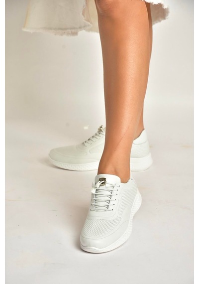 Fox Shoes Y999255803 Beyaz Hakiki Deri Kadın Spor Ayakkabı Sneakers Beyaz