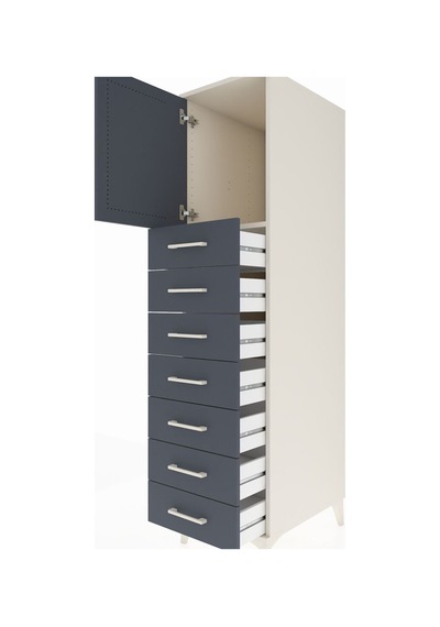 Kronos Dolap Tek Raflı 7 Çekmeceli Tek Kapaklı 44x59x182 Aytaşı-antrasit Aytası