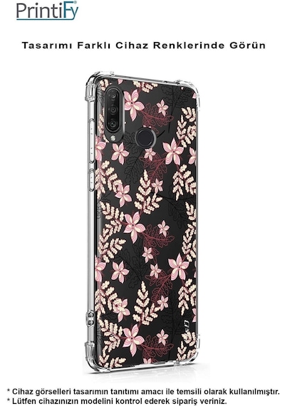 Samsung Galaxy A26 İle Uyumlu Floral Kırmızı Baskılı Şeffaf Köşe Korumalı Antişok Kılıf
