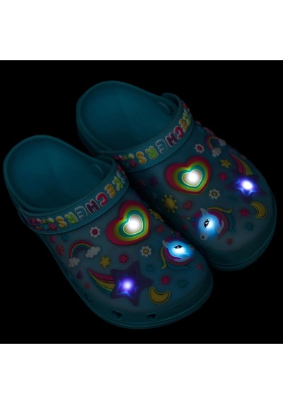 Skechers Heart Charmer - Girly Land Kids Lights Slipper Bantlı Işıklı Çocuk Terlik Mavi