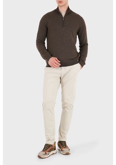 Emporio Armani Yünlü Fermuarlı Dik Yaka Kazak Erkek Kazak Em006316 Af27942 F6030 Kahve