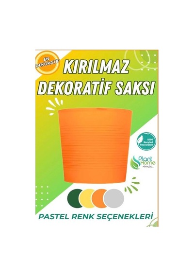 Hüskon Ticaret Turuncu Drenajlı 9.5 Litre Dekoratif Bitki Saksısı - Iç-dış Mekan Bitkileri Için Uygun Saksı