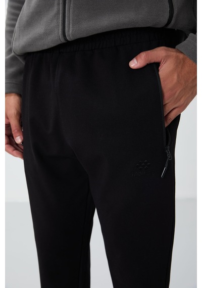 Tommy Life Siyah Fermuar Cepli Standart Kalıp Jogger Erkek Eşofman Alt - 84651 001