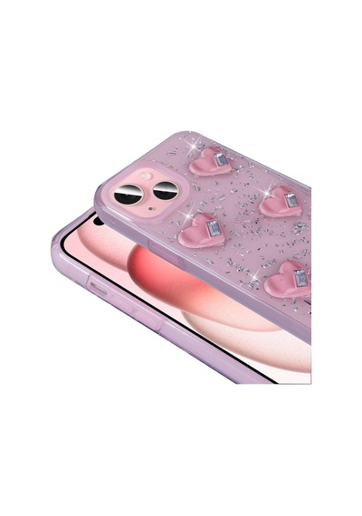 Apple Uyumlu  iPhone 15 İle Airbagli Simli Arka Yüzeyli Kapak