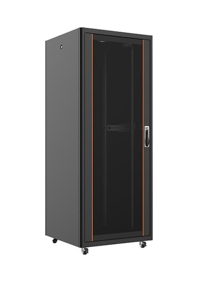 AGER 26U 800x800mm Dikili Tip Siyah Kabinet Vega AG-VB26U8080S1 Cam Kapak