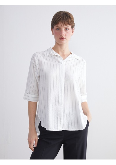 Lcwaıkıkı Classic Beyaz Loose Fit Çizgili Bluz