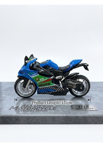 1:12 Ölçek Alloy Model Metal Motorsiklet Sesli Ve Işıklı Yarış Canavarı Oyuncak Motor Mavi