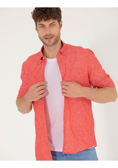 Pierre Cardin Erkek Kırmızı Gömlek Desenli 50265119-vr030 Kırmızı