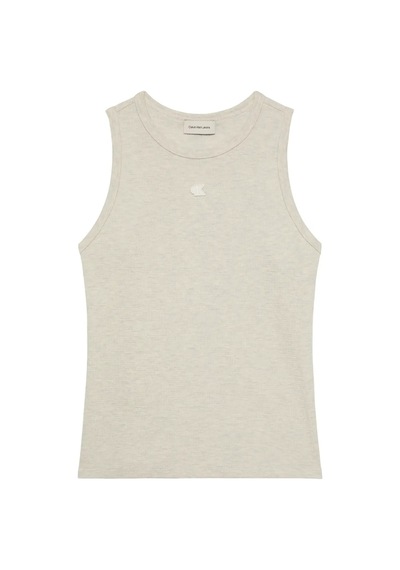 Calvin Klein Sl Monogram Patch Wa Bej Kadın Kolsuz Tişört
